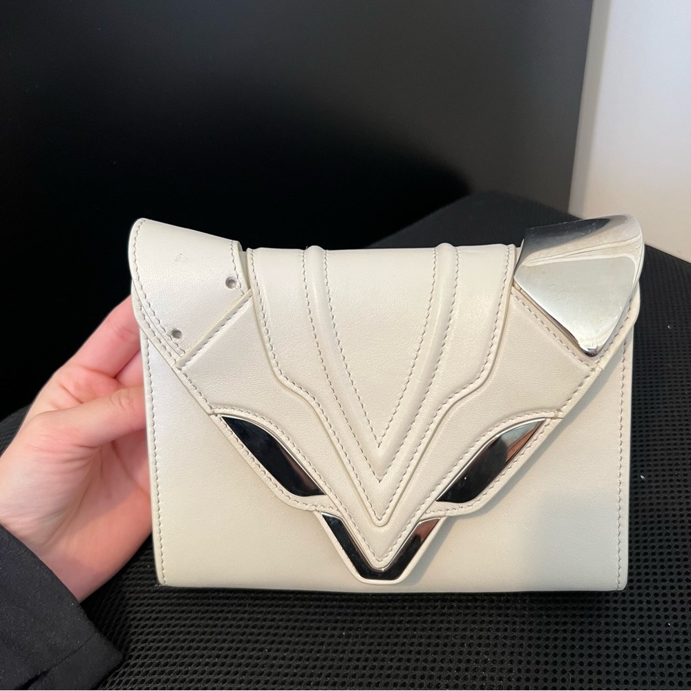 Elegant Silver and White Crossbody Bag